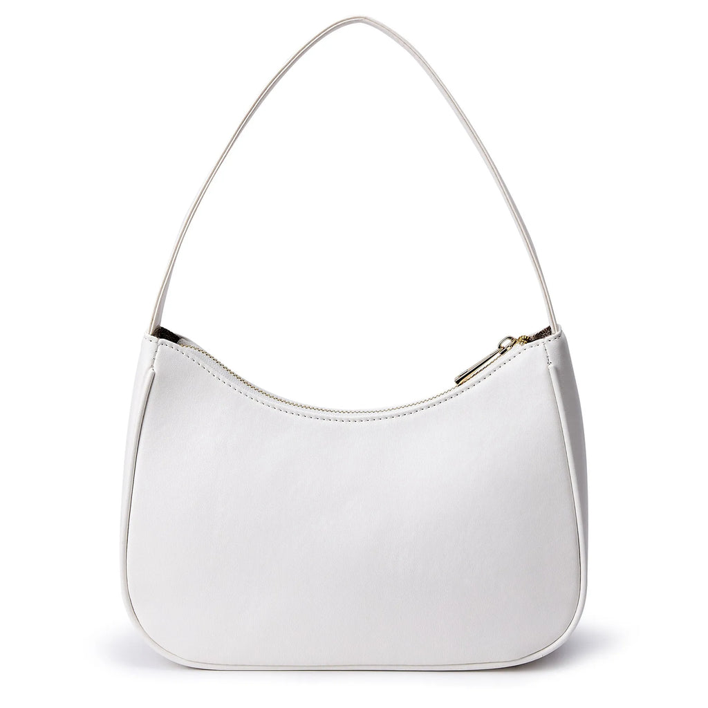 Retro style waterproof shoulder bag in PU leather with adjustable strap, shown in apricot colour