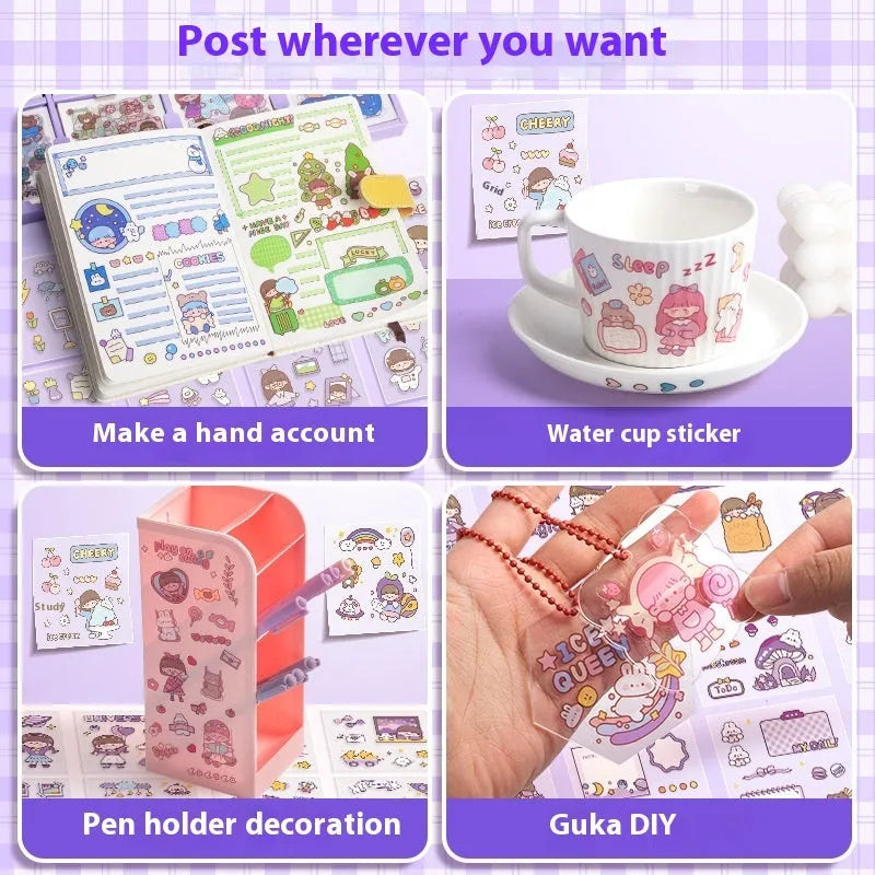 Box of colourful children's stickers with five different design themes for craft projects