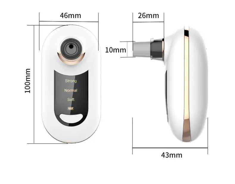 3-gear electric pore vacuum blackhead suction device with ABS plating finish and five suction tips