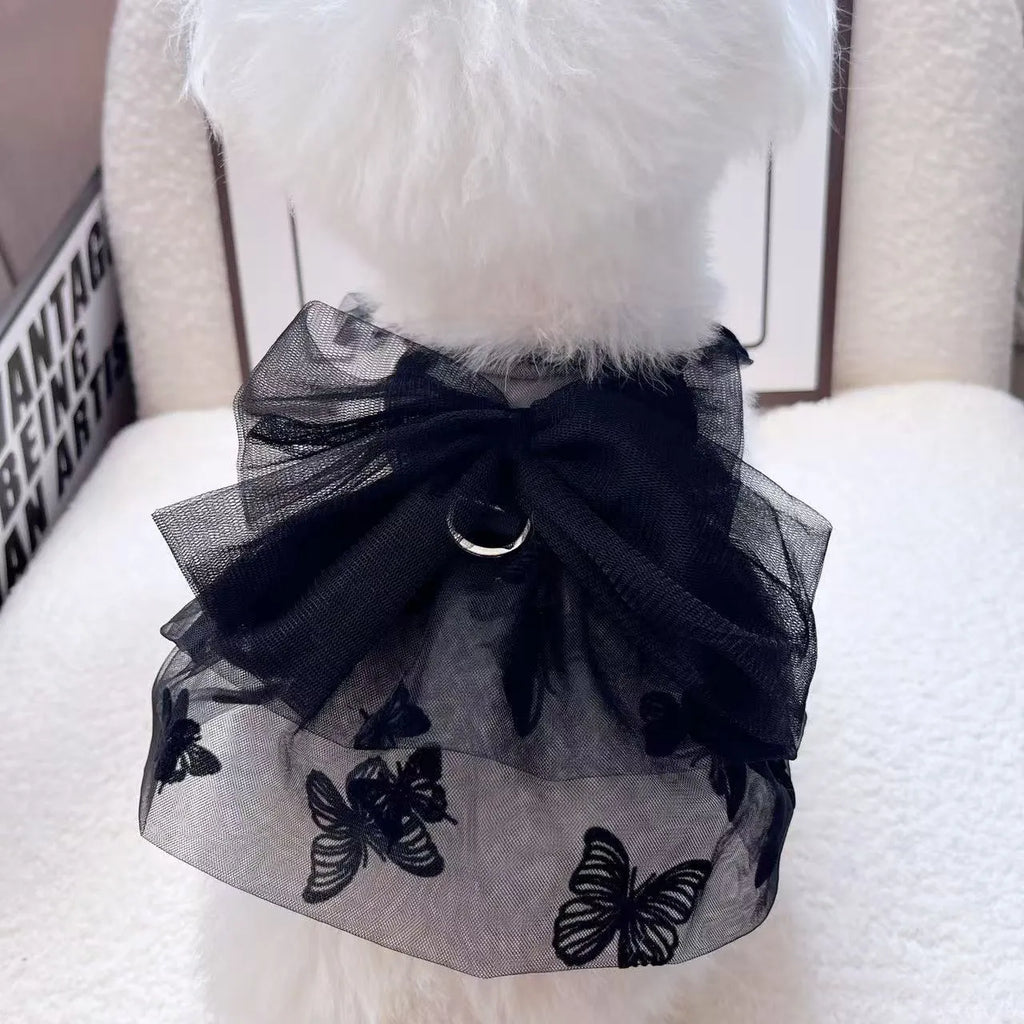 Black gauze princess tulle skirt pet costume for small dogs and cats on size chart