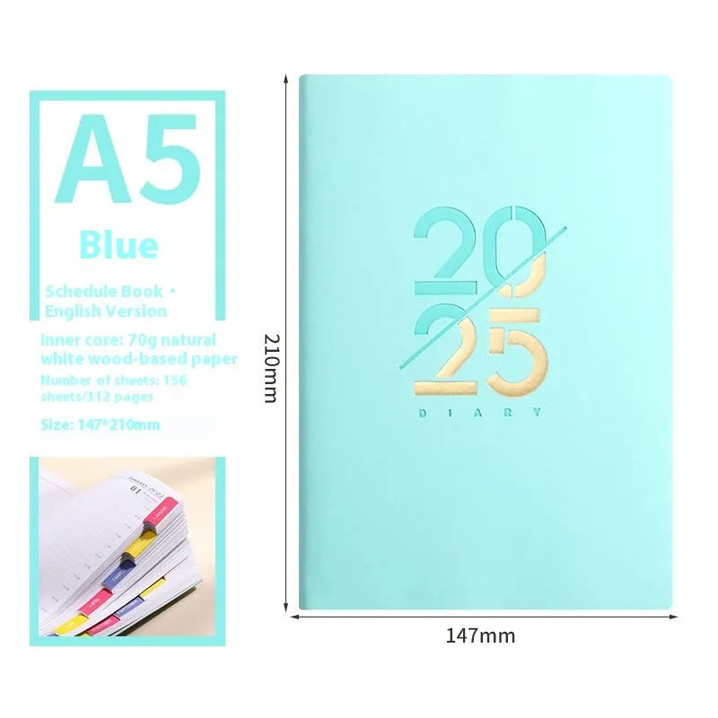 Soft leather A5 daily schedule book with 150 sheets in multiple colour options