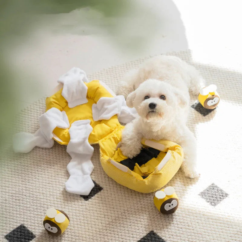 Pet dog food hiding educational toy in honey-digging pattern with sound bees for slow feeding
