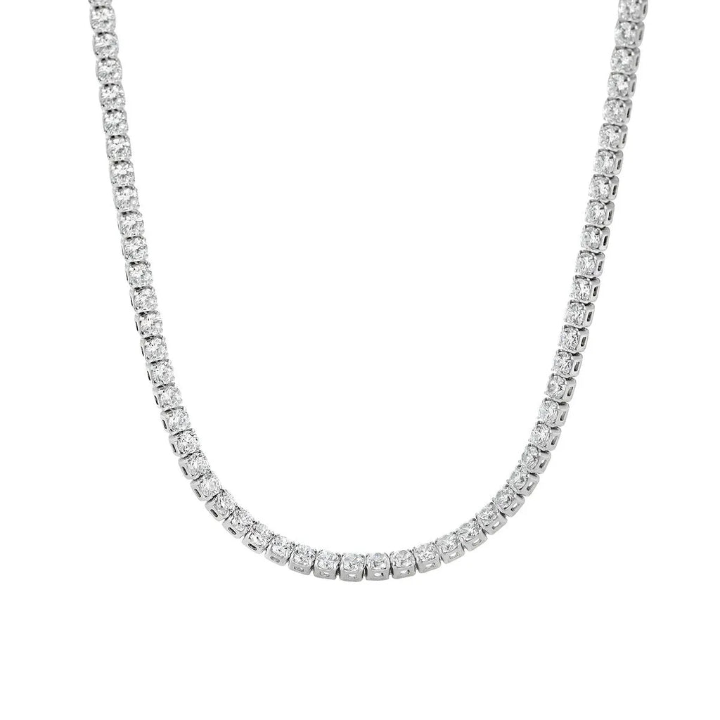 Women's sterling silver necklace with round elements and diamond treatment