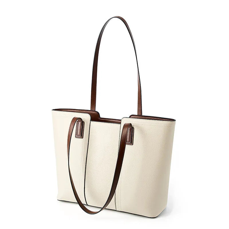 Women's black genuine leather crossbody commuter bag with large capacity and internal organisation compartments