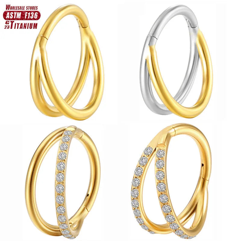 Titanium alloy nose ring body jewellery showing colour options and size variations