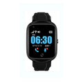 Elderly safety watch with square screen and silicone strap showing black, blue, and silver colour options