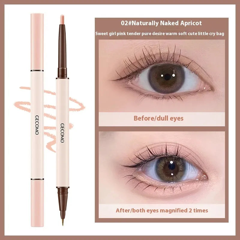 Double-headed silkworm eyeliner pen with stereoscopic star eyes design in pearlescent finish