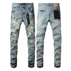 A pair of black slim fit skinny jeans with a straight leg and button fly closure on a mannequin.