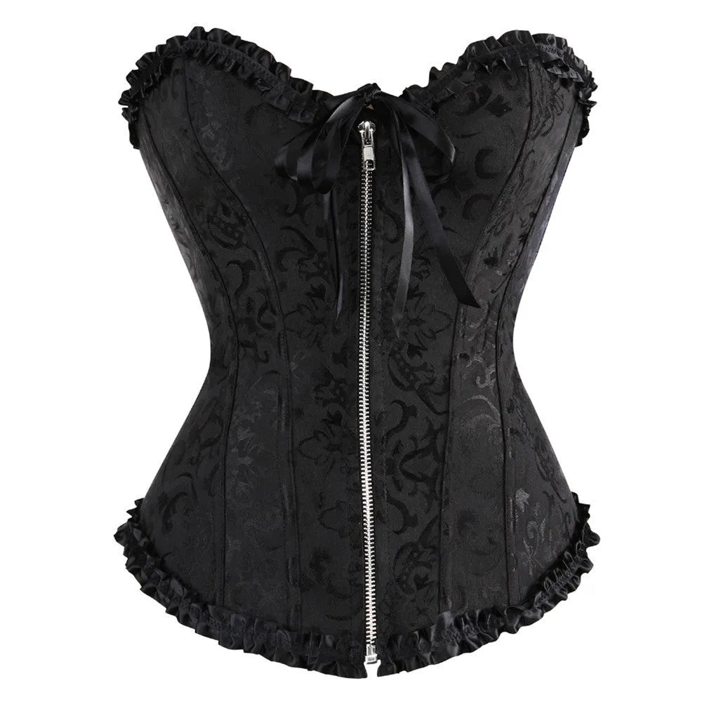 Women's jacquard spandex corset waistband with front zipper closure in multiple colour options