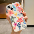 Transparent TPU phone case with hand-painted dolphin and turtle design for Apple iPhone