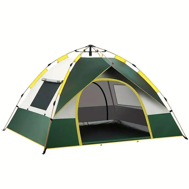 Dark green automatic pop-up camping tent for 3-4 people with quick-open frame