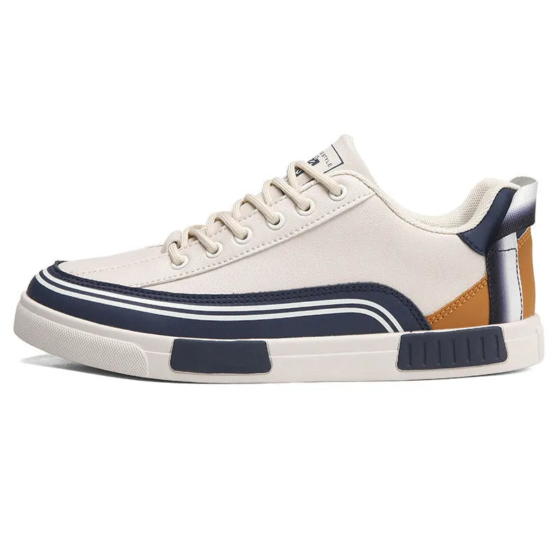 Men's beige, white and green canvas shoes with mesh sections and flat heels in sizes 39-47