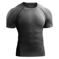 Men's quick-drying short sleeve workout T-shirt in black, chemical fibre blend, sizes M to 4XL