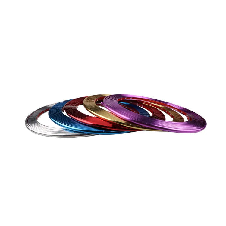 Electroplated purple PVC wheel hub trim roll measuring 8 metres for vehicle decoration