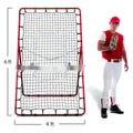 Red adjustable portable baseball training net with metal frame