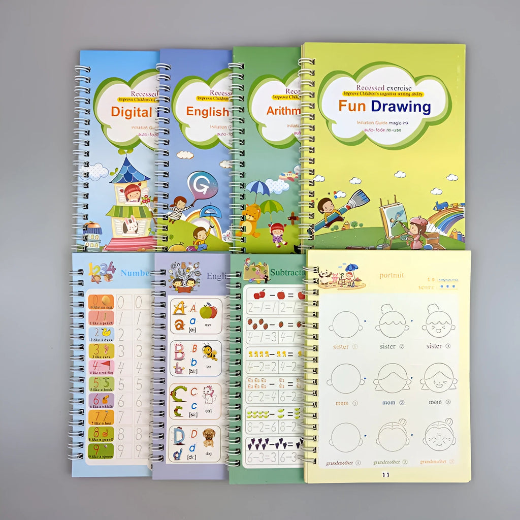 Magic Stylus Clean handwriting copybook set with pen and refills in four colour options.