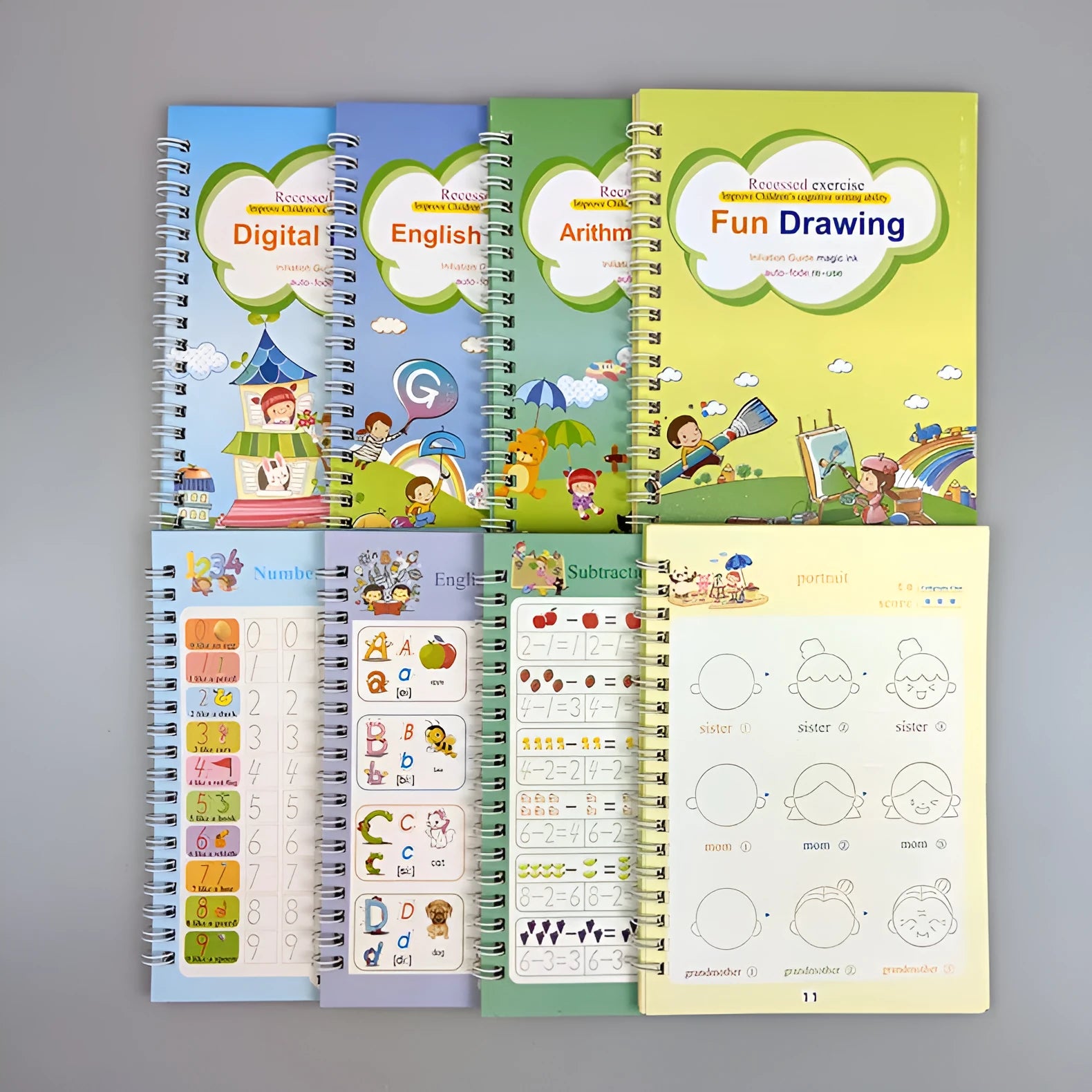 Magic Stylus Clean handwriting copybook set with pen and refills in four colour options.