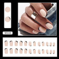 W644 black and white frosted press-on artificial nails with a double-piece mandarin duck design, 24 pieces.