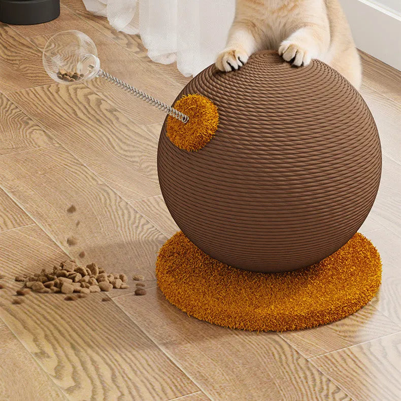 Hemp rope cat scratch board in large and small sizes with tumbler and grasping ball design options