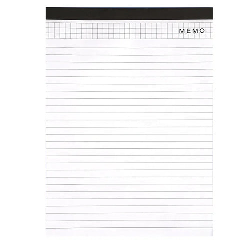 A4 tearable notebook with grid-lined ivory pages and wireless adhesive binding, shown in both A4 and A5 sizes