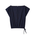 Women's linen-style shirt and wide leg trousers set in coordinating colours with flounce sleeves