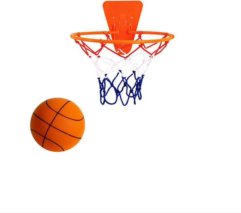 Assorted bright coloured silent high-density PU foam basketballs for indoor children's sports play.