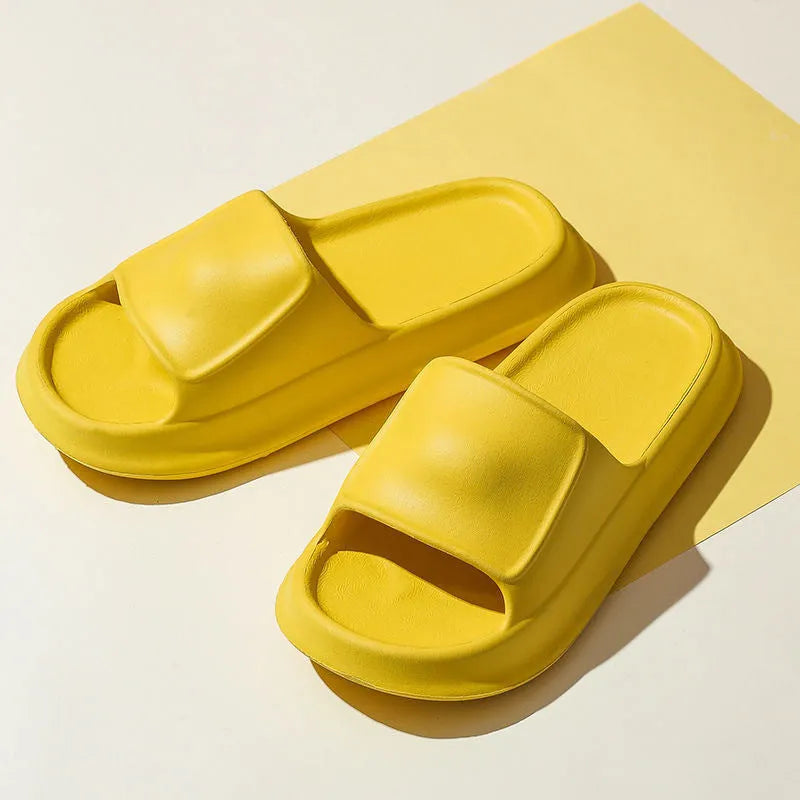 Soft EVA flip-flop slippers with thick non-slip sole in multiple colours on a white background.