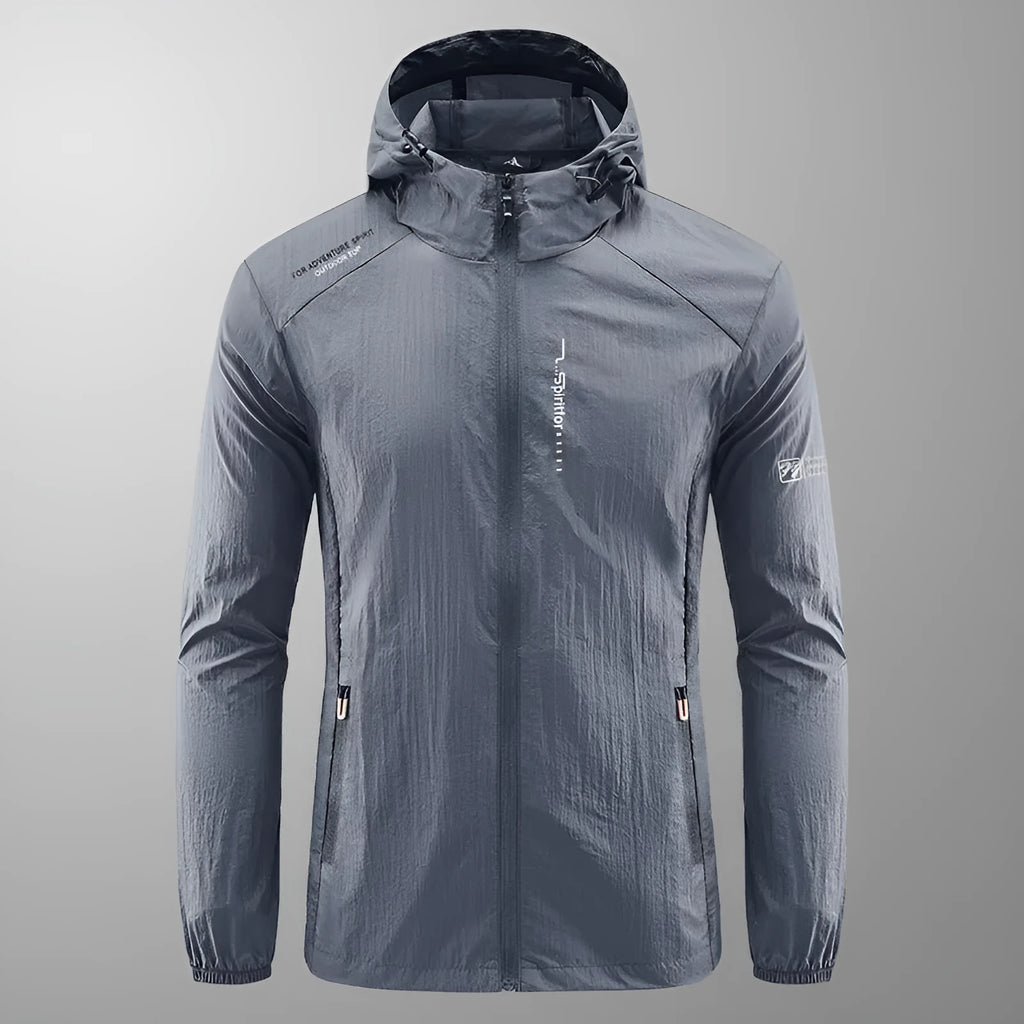 Men's lightweight hooded summer jacket in nylon fabric for sun protection, loose fit design