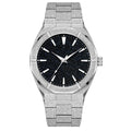 Men's stainless steel business watch with luminous markers and frosted finish