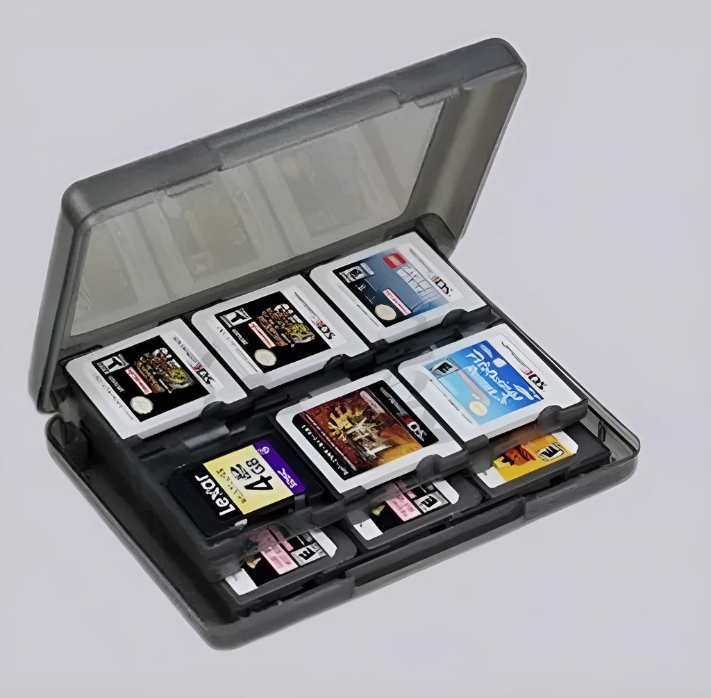 NDS 3DS game card storage box holding multiple game cartridges