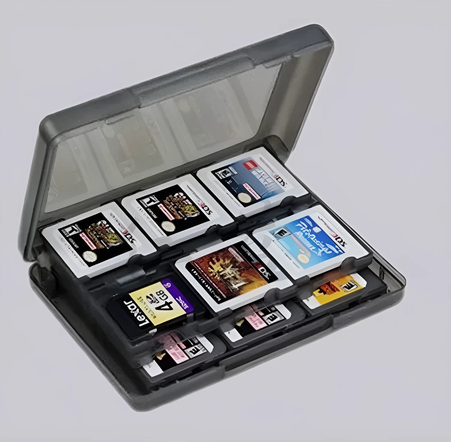 NDS 3DS game card storage box holding multiple game cartridges