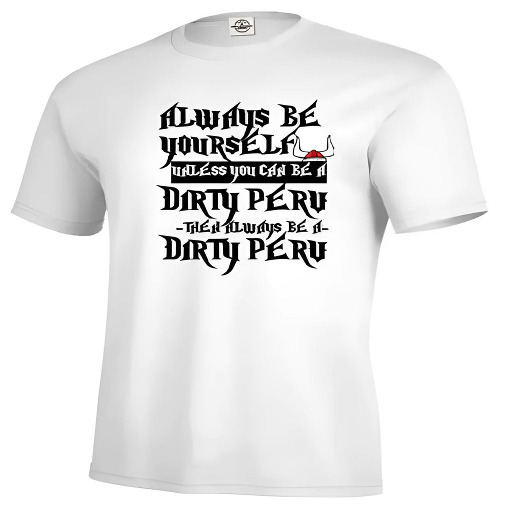White printed men's casual t-shirt with short sleeves and straight fit design