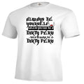 White printed men's casual t-shirt with short sleeves and straight fit design
