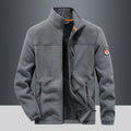 Men's solid colour fleece cardigan jacket with zipper pockets in thickening spandex fabric