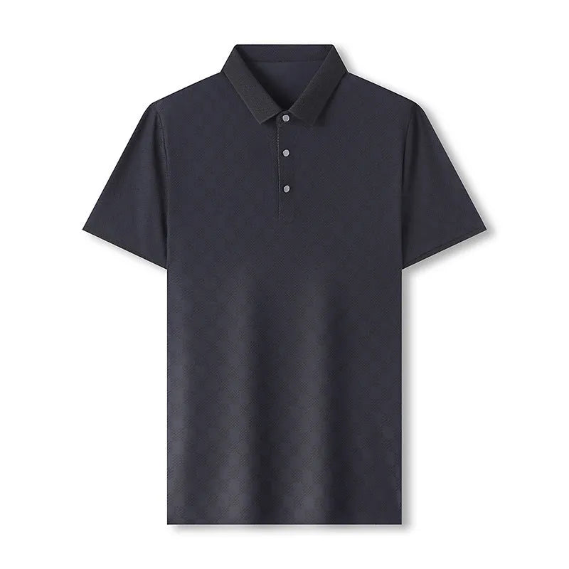 Rhombus brand thin ice silk short sleeve t-shirt in black with a slit style detail on the front.