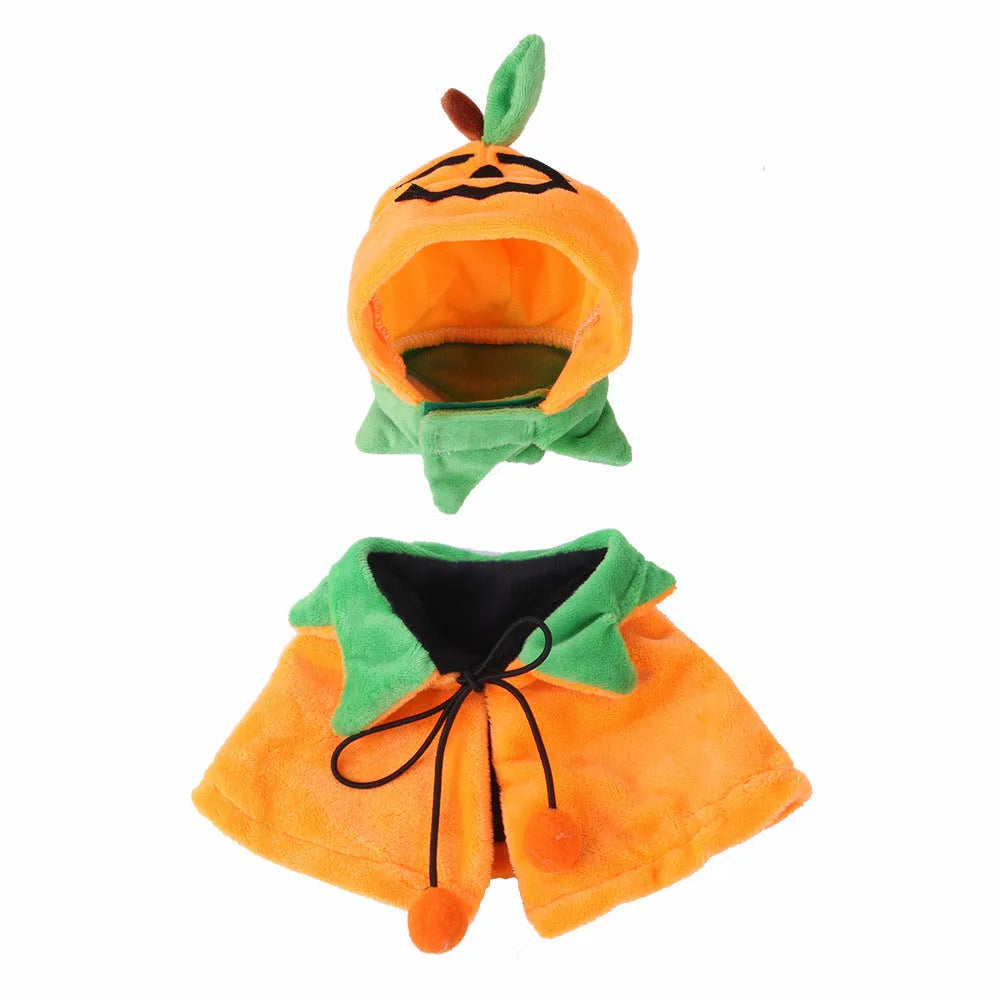 Double-sided plush Halloween cloak for dog or cat in pumpkin theme