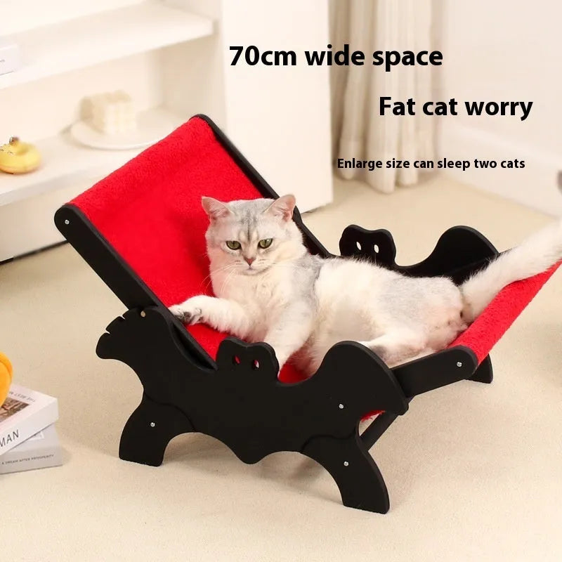 Black and red wooden cat recliner bed with cage enclosure, Halloween theme, MW-054 specification