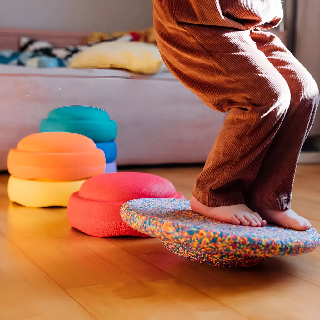 Plastic wood surf balance board for children with surfboard design in mixed colour or black options