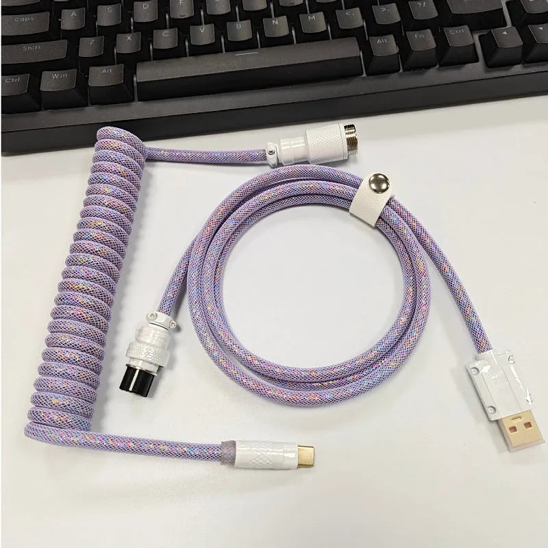 8K magnetic shaft keyboard cable super thick woven mesh aviation incense spring wire USB handmade six point zero mm