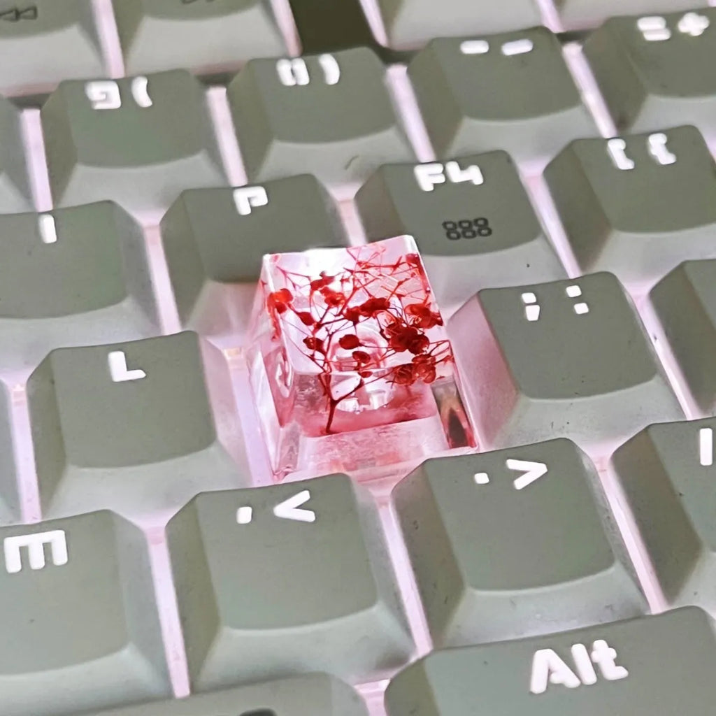 Green high-transparency resin keycap with starry sky design for mechanical keyboards