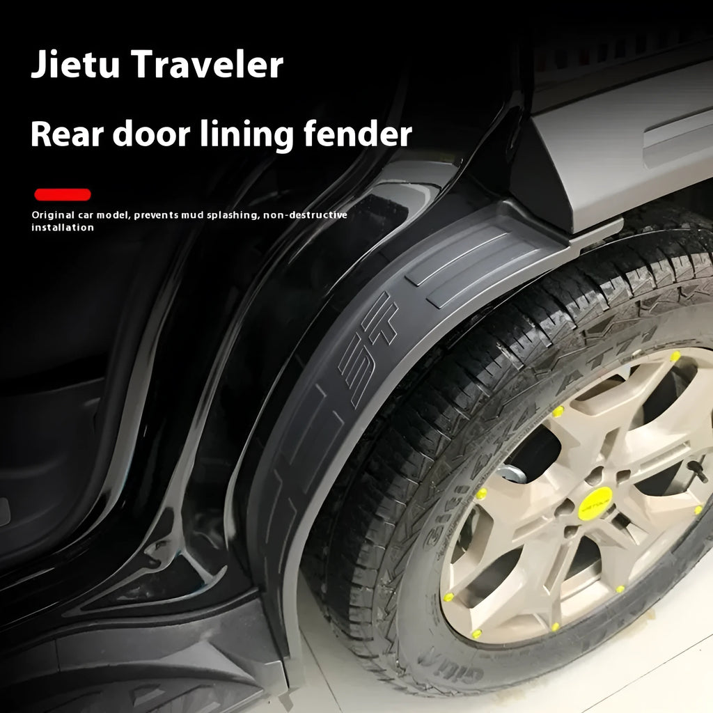 Pair of black plastic mudguards for Jietu Vendors front and rear wheels