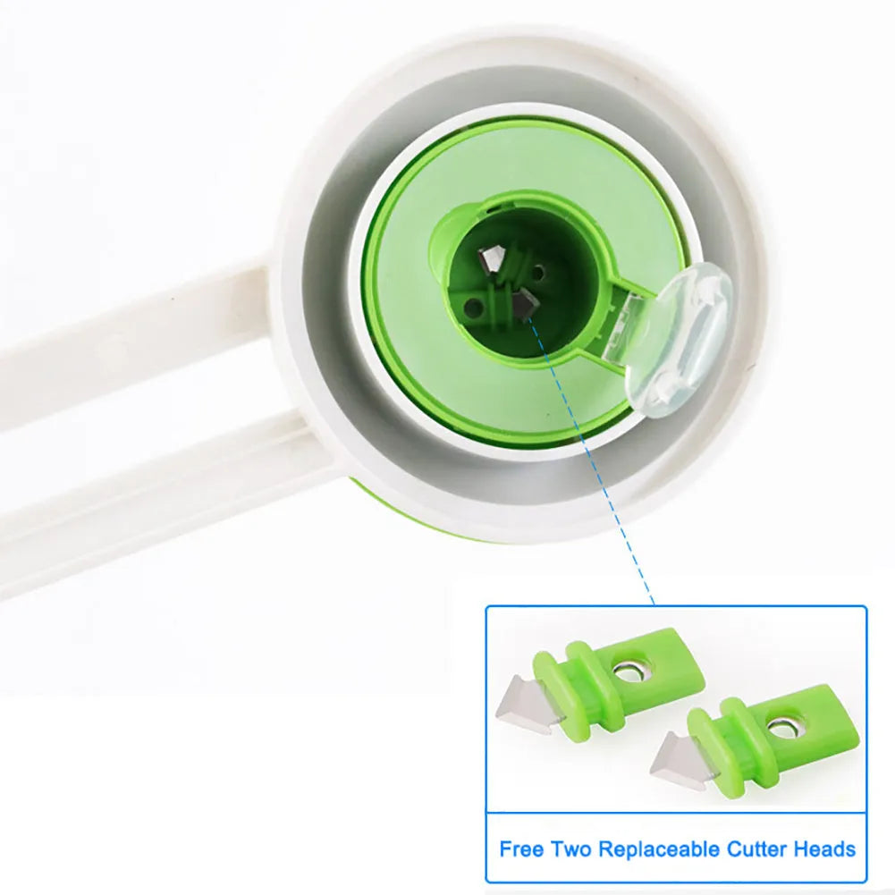 Green or orange plastic round paper cutter for A3 sheets on a colour box