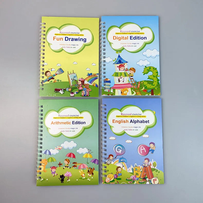 Magic Stylus Clean handwriting copybook set with pen and refills in four colour options.