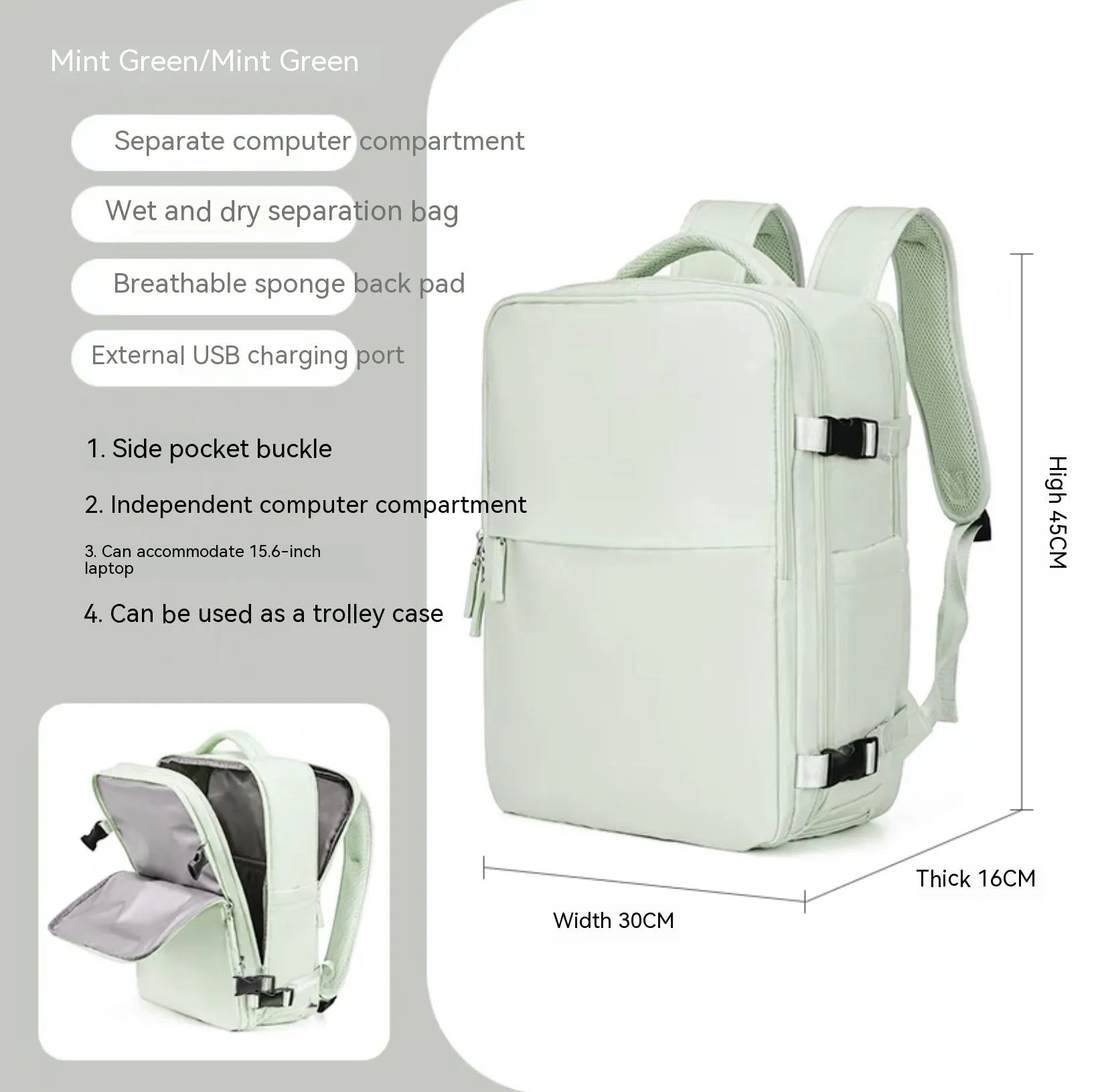 Large waterproof nylon mummy backpack shown in one of 32 available colours, suitable for travel and hiking.