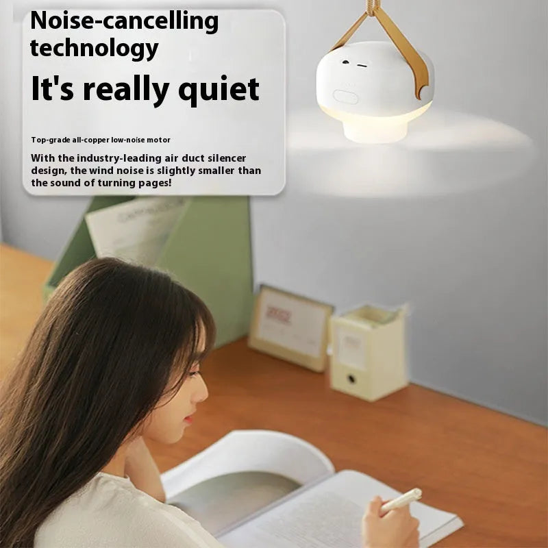 Rechargeable portable ceiling fan with remote control and wire bracket for camping tents