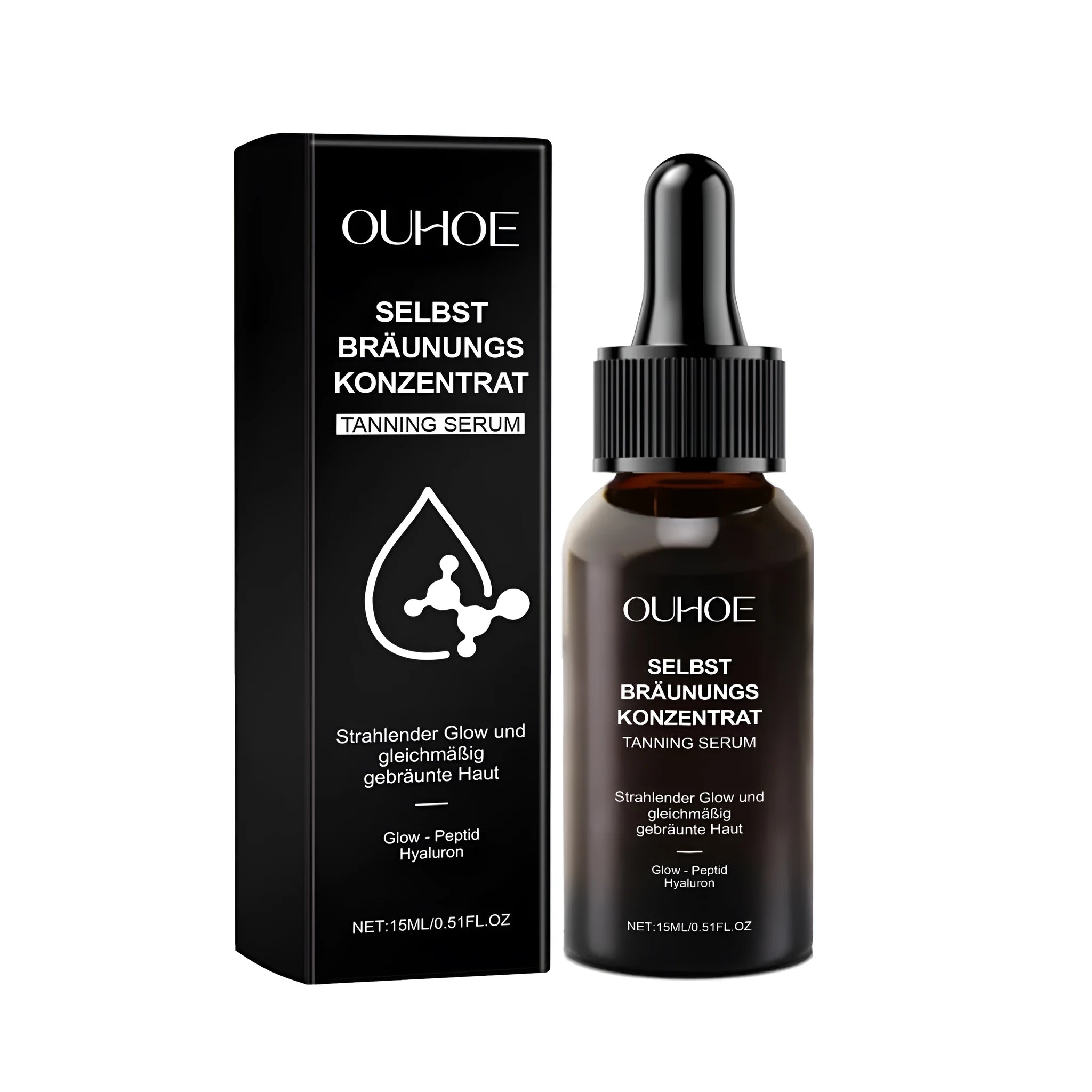 Meihei Liquor 15ml bottle of self-tanning liquid with hyaluronic acid and oligopeptide.
