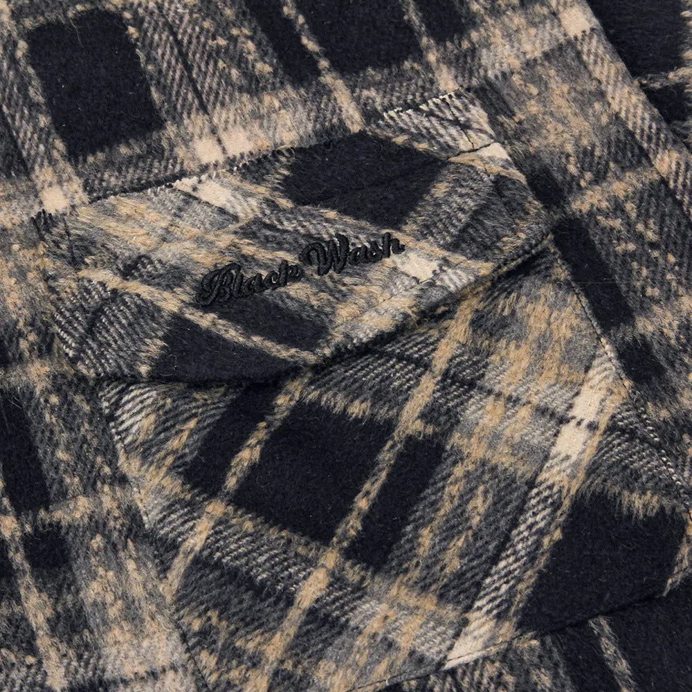 Men's fashion retro plaid shirt in cotton blend, available in black and red, sizes M, L, XL