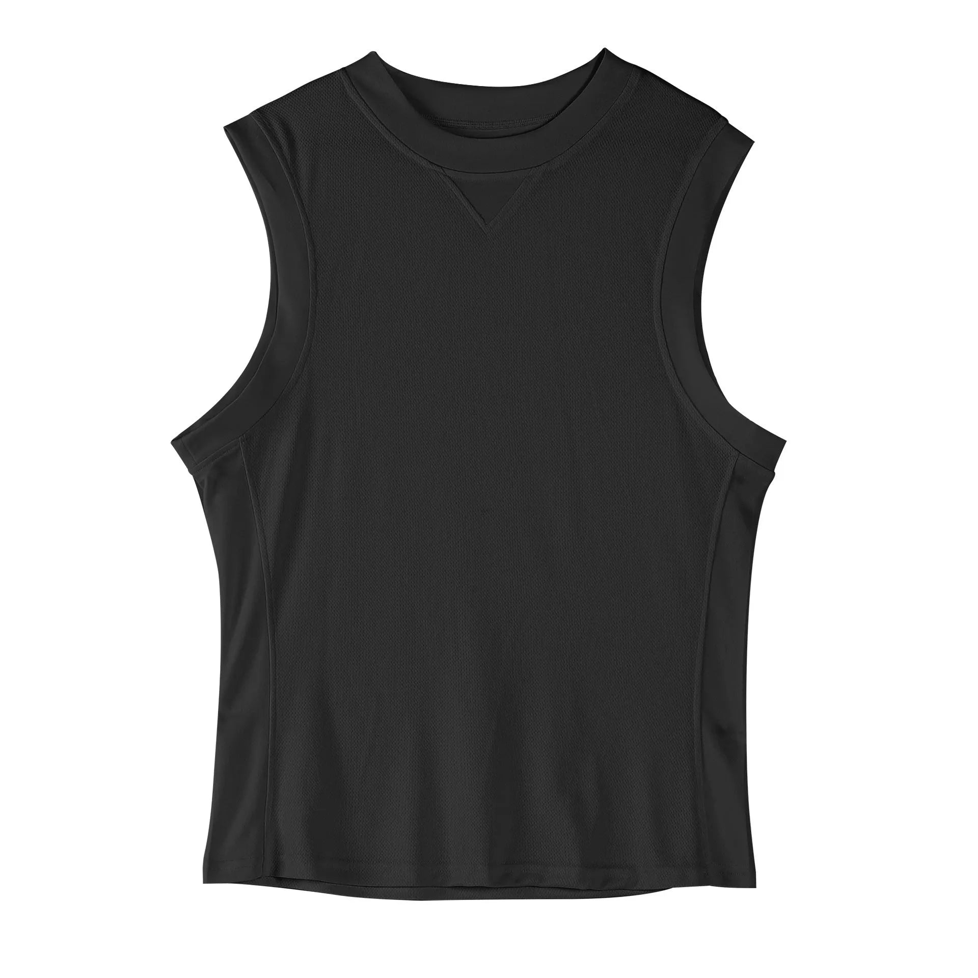 Men's white quick-dry fitness vest in chemical fibre blend fabric with loose fit design