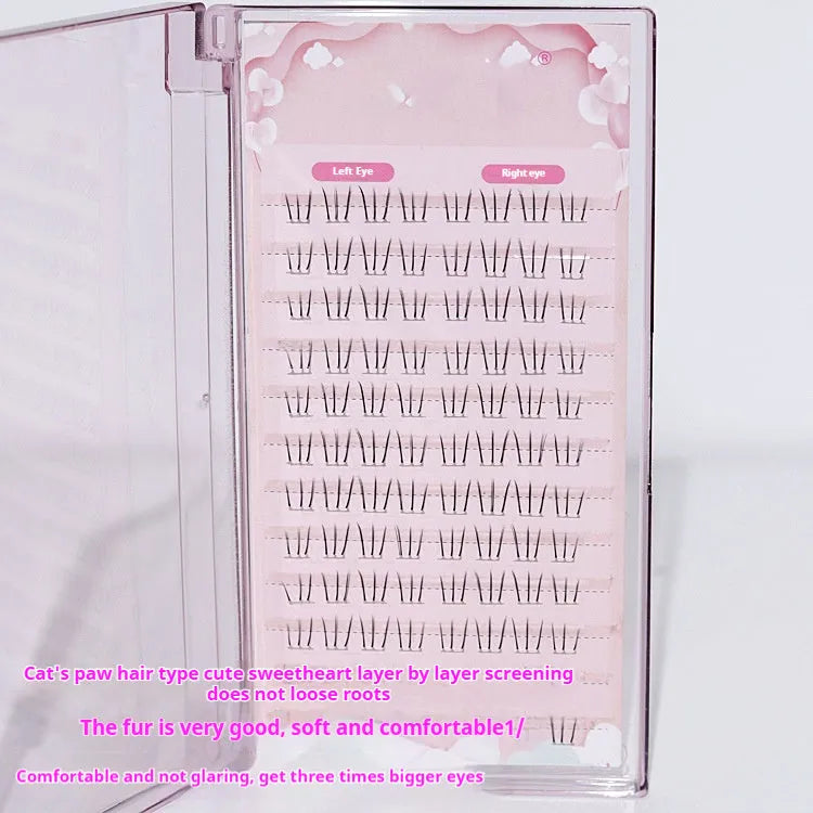 12-row false eyelashes with sheer root and graduated 4-6mm lengths in pointed tail style