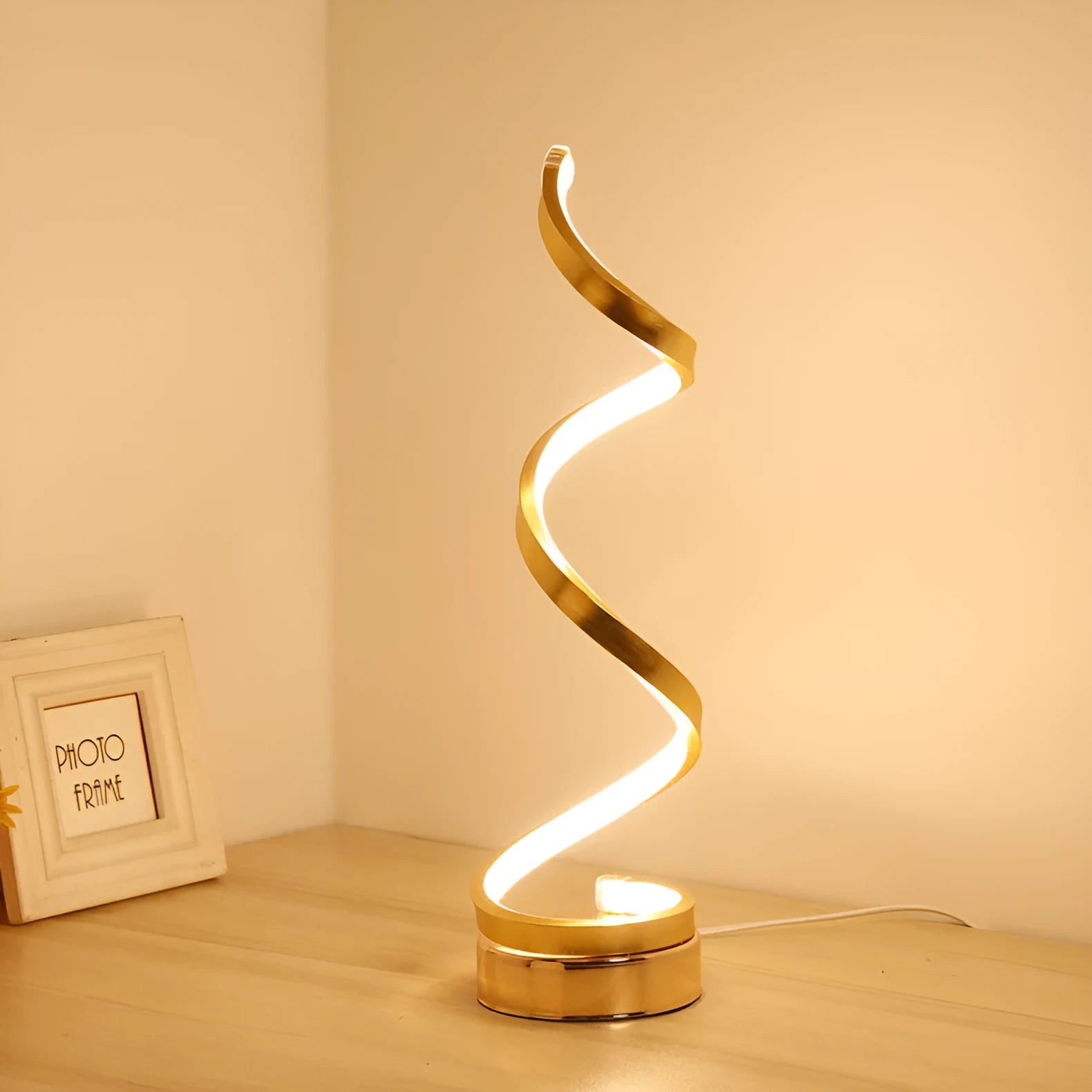 Minimalist black and white LED bedside table lamp with aluminium shade